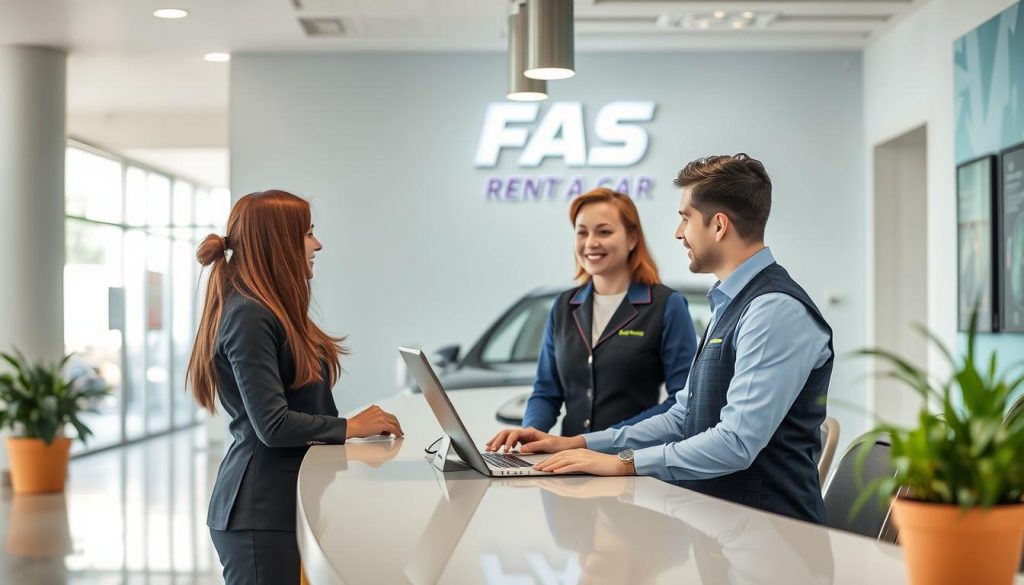 FAS Rent a Car customer service representative helping clients in Rahim Yar Khan